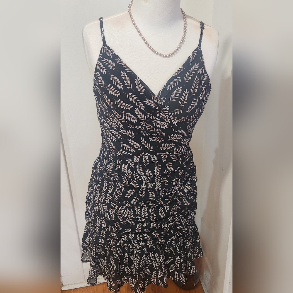 Black and White Leaf Print Dress